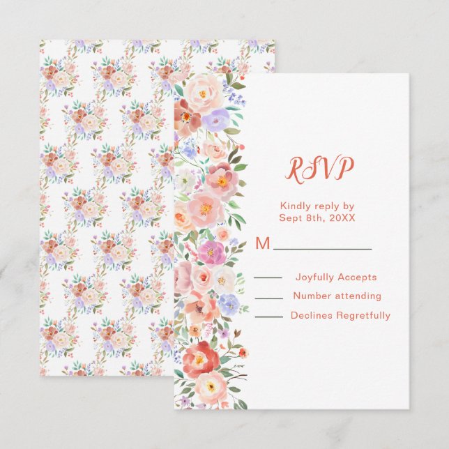 Spring Floral Flowers Wedding RSVP Card (Front/Back)