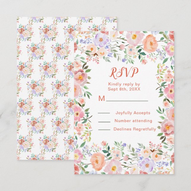 Spring Floral Flowers Wedding RSVP Card (Front/Back)