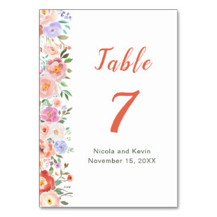Spring Floral Flowers Wedding Table Number