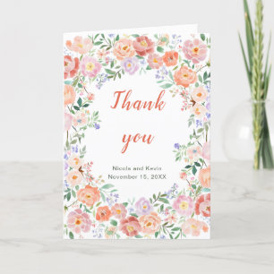 Spring Floral Flowers Wedding Thank You Card