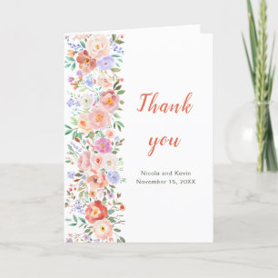 Spring Floral Flowers Wedding Thank You Card