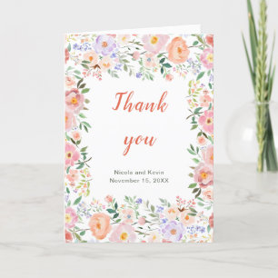 Spring Floral Flowers Wedding Thank You Card