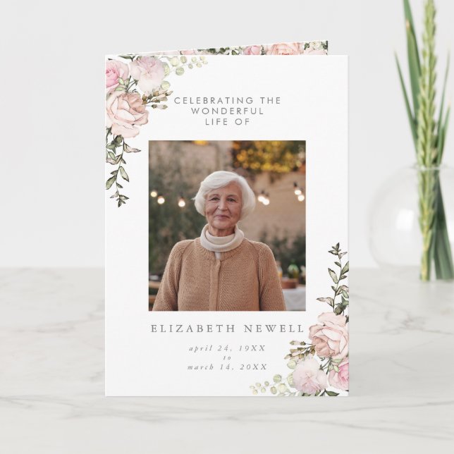Spring Floral Folded Celebration of Life Program Programme (Front)