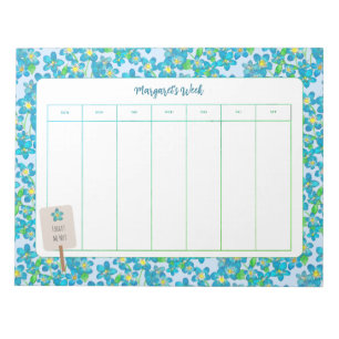 Spring Floral Forget Me Not Weekly Planner Notepad
