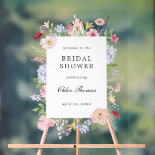 Spring Floral Frame Bridal Shower Acrylic Sign
