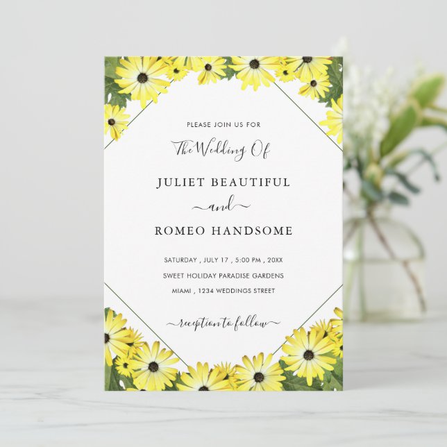 Spring Floral Framed Wedding Invitation Template (Standing Front)