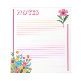 Spring Floral Fresh & Colorful Lined Notepad