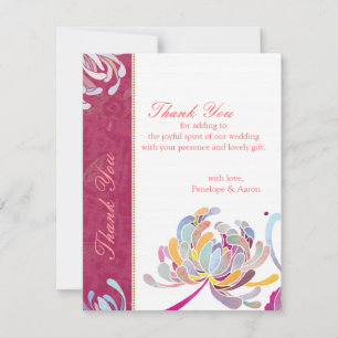 Spring Floral Fuchsia Wedding Thank You