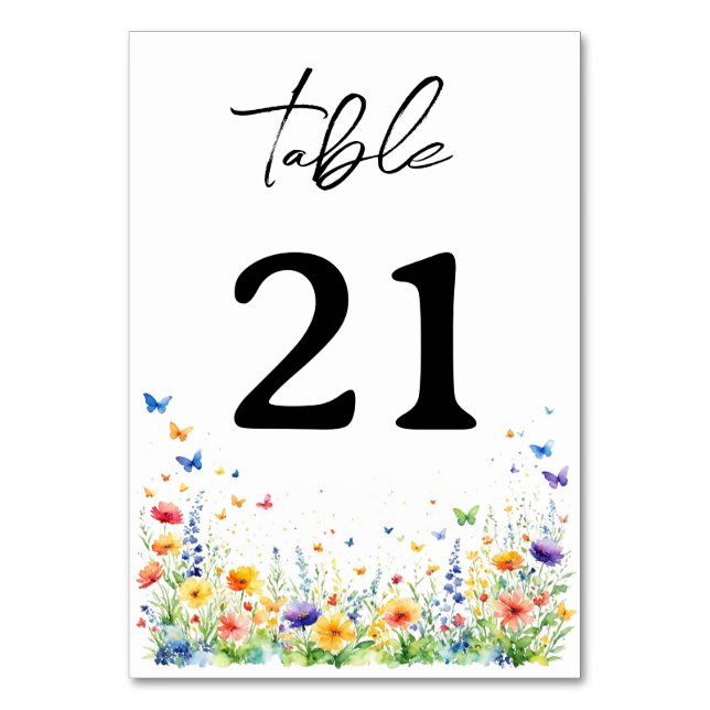 Spring Floral Garden Butterflies Table Numbers (Front)
