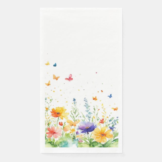 Spring Floral Garden Butterfly Guest Towel Napkin (Front)