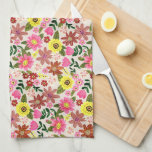 Spring Floral Garden Easter Kitchen Tea  Towel<br><div class="desc">Bring the cheerful beauty of spring into your kitchen with this colorful floral Easter kitchen towel. The vibrant botanical pattern features blooming garden flowers in pink, yellow, and warm earthy tones, creating a joyful wildflower-inspired design. The hand-drawn floral illustration adds a fresh and lively seasonal touch that brightens everyday kitchen...</div>