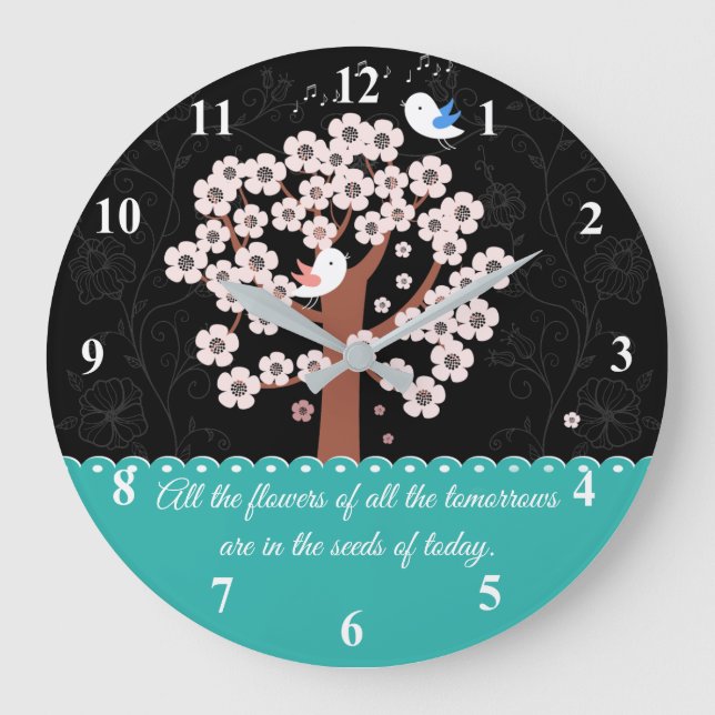 Spring Floral Garden Encouragement Quotation Large Clock (Front)