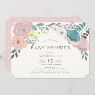 Spring Floral Girl Pink Baby Shower Invitation
