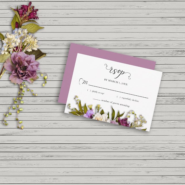 Spring Floral Greenery Rustic Wedding RSVP Card (Creator Uploaded)