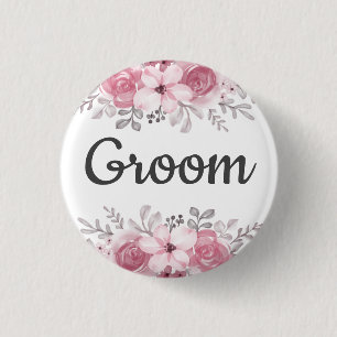 Spring Floral groom wedding 3 Cm Round Badge