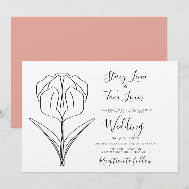 Spring Floral Hand Drawn Earthy  Invitation (Front/Back)