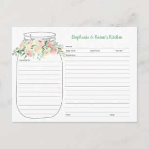 Spring Floral Mason Jar Newlywed Recipe Cards