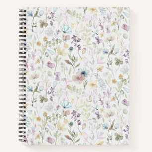 Spring floral meadow watercolor floral notebook