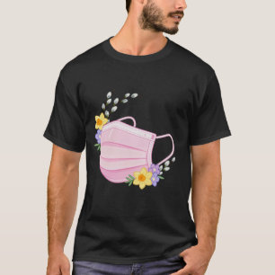 Spring Floral Medical Mask Illustration T-Shirt