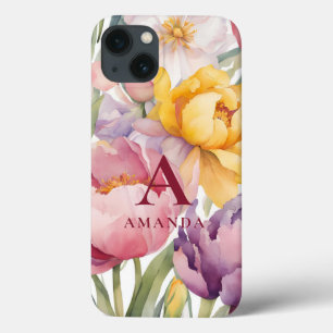 Spring Floral Monogram  iPhone 13 Case