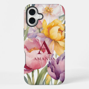 Spring Floral Monogram iPhone 16 Plus Case