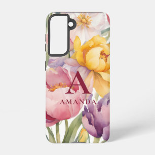 Spring Floral Monogram  Samsung Galaxy Case