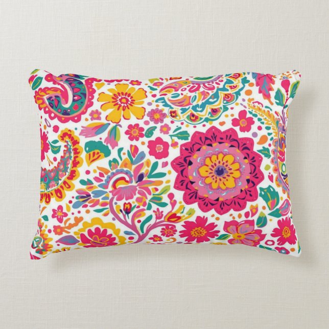 Spring Floral Paisley Decorative Cushion (Front)