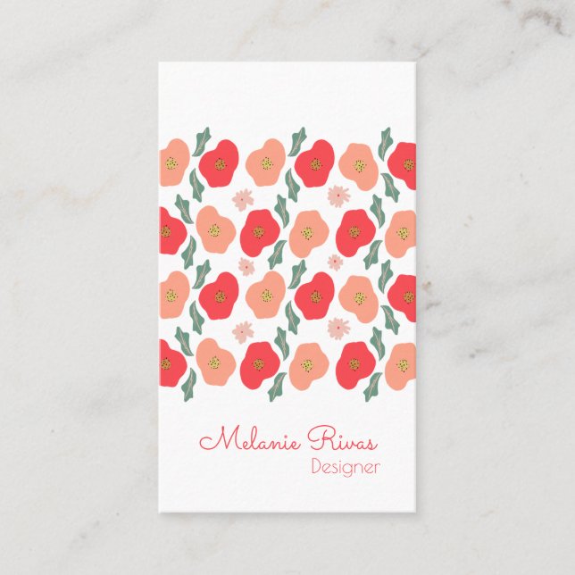 Spring Floral Pattern Designer  Business Card (Front)