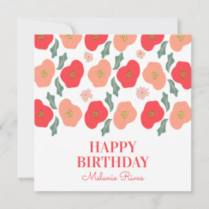 Spring Floral Pattern Hand Drawn Birthday Card