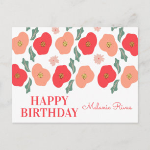 Spring Floral Pattern Hand Drawn Birthday  Postcard