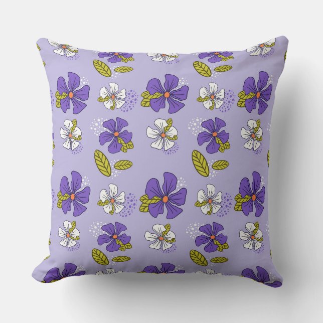 Spring Floral Pattern in Purple  Cushion (Front)