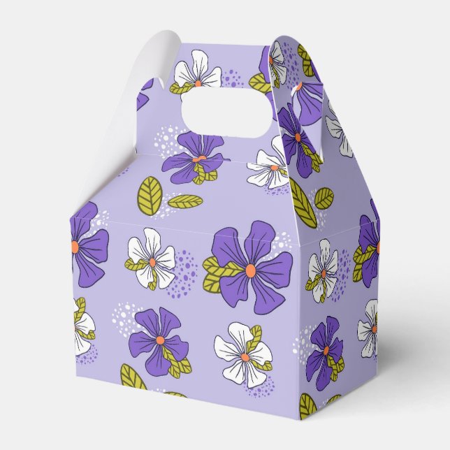 Spring Floral Pattern in Purple  Favour Box (Front Side)