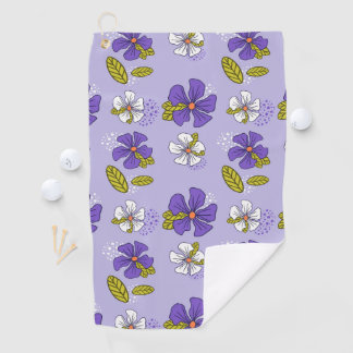 Spring Floral Pattern in Purple Golf Towel