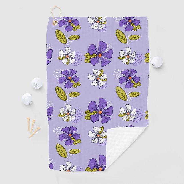 Spring Floral Pattern in Purple  Golf Towel (InSitu)
