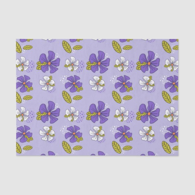 Spring Floral Pattern in Purple  Tissue Paper (Front)