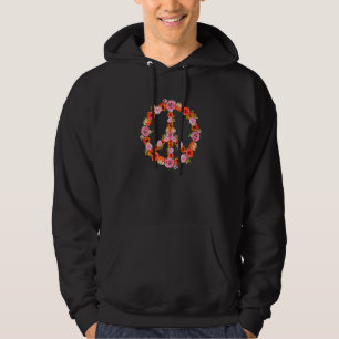 Spring Floral Peace Sign Hippie Flowers 60s 70s Bo Hoodie