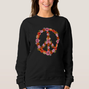 Spring Floral Peace Sign Hippie Flowers 60s 70s Bo Sweatshirt