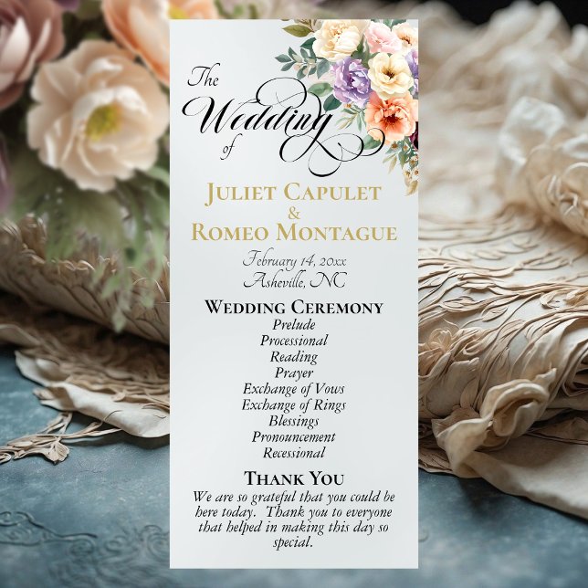 Spring Floral - Pearl White Wedding Programme (Creator Uploaded)