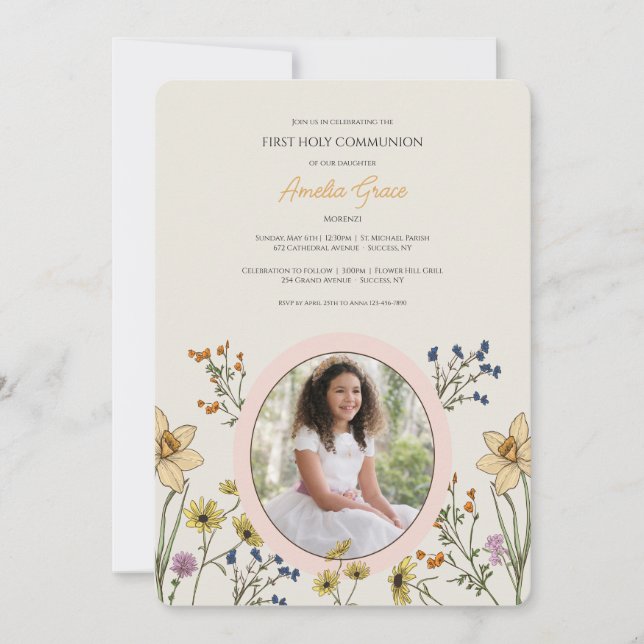 Spring Floral Photo Invitation (Front)