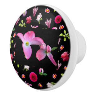 Spring Floral Photo Print Cabinet Knob Dogwood