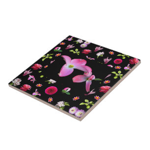 Spring Floral Photo Print Square Tile Dogwood