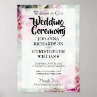 Spring Floral Pink Roses & Peonies Wedding Welcome