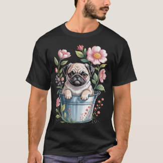 Spring Floral Pug - Dog Owner Pet Trainer Animal P T-Shirt