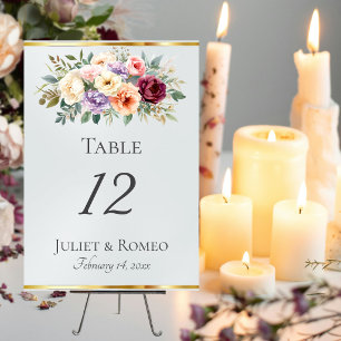 Spring Floral & Ribbon - Pearl White Table Number