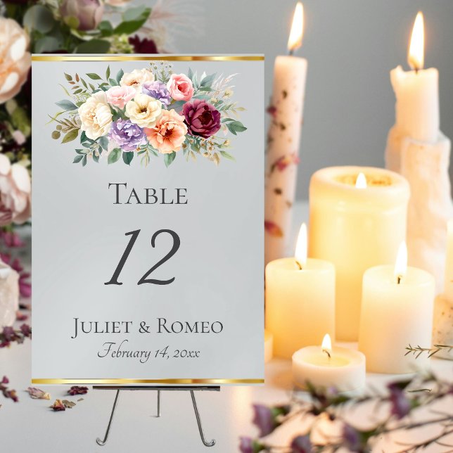 Spring Floral & Ribbon - Silver Table Number (Creator Uploaded)