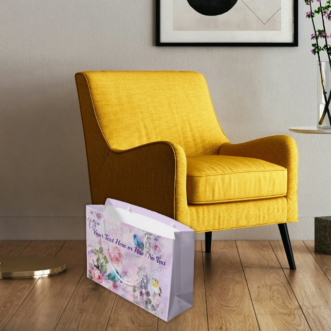 Spring Floral Roses Blue Bird Pastel Flower Garden Large Gift Bag (Creator Uploaded)