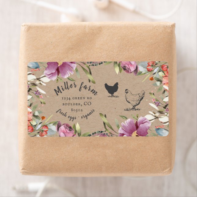 Spring Floral Rustic Script Egg Carton Label (Insitu)