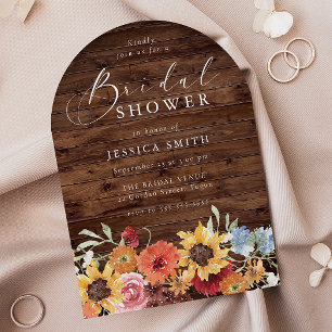 Spring Floral Rustic Wood Modern Bridal Shower  Invitation