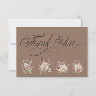 Spring Floral  saddle brown Thank You Card