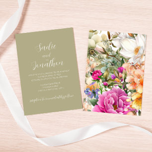 Spring Floral Sage Green Wedding Invitation